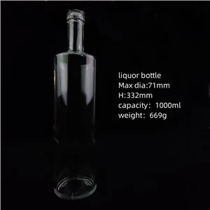 Qhov Muag Zoo Tshaj Plaws Pob tshab High Clear 1000ml Liquor Bottle Whisky Vodka Tequila Fwj